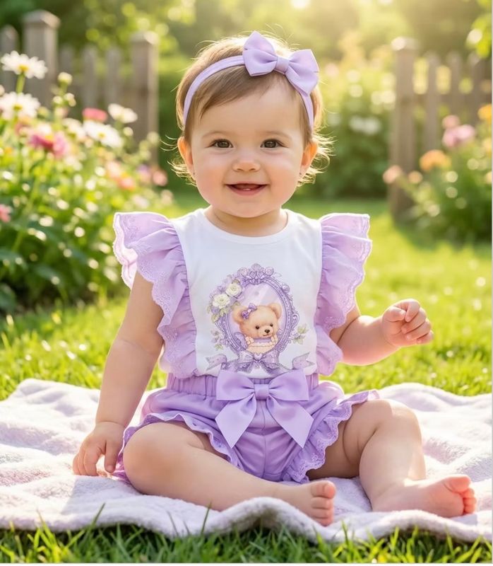 GIORGIO BAMBINI LILAC TEDDY SHORTS SET