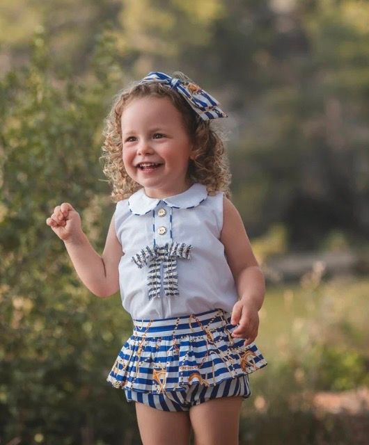 Rochy Baby Girls Marine 2pc Blouse & Skorts Set