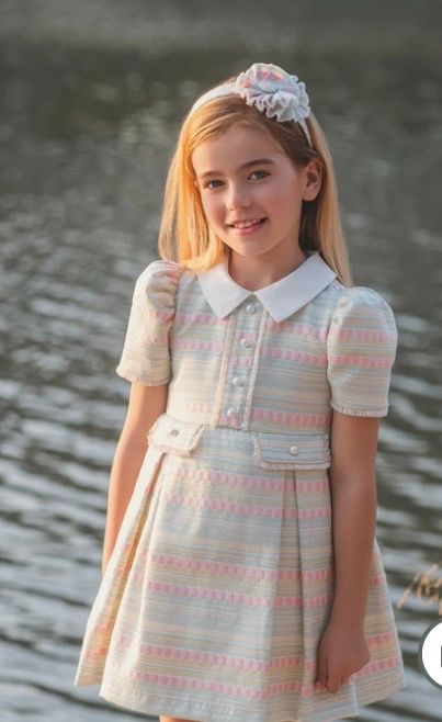 ROCHY Jacquard Girls Multicolour Tweed Dress