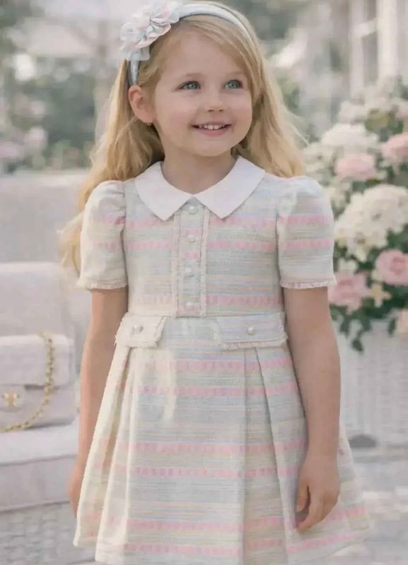 ROCHY Jacquard Girls Multicolour Tweed Dress