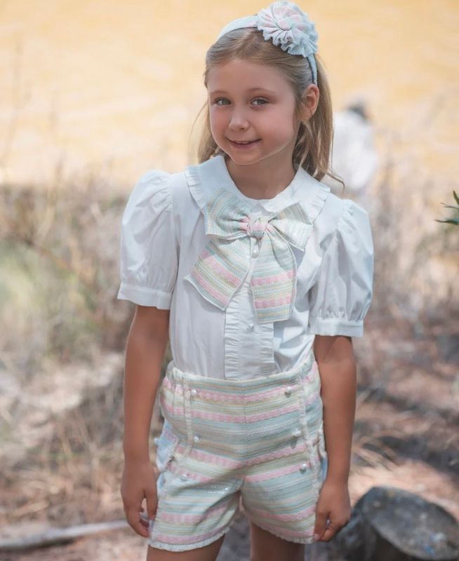 ROCHY Jacquard Girls Multicolour Tweed Short Set