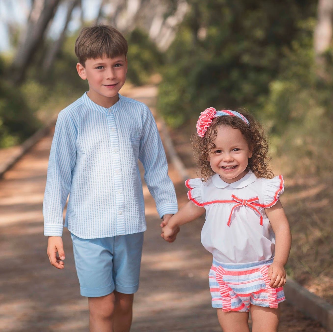 Rochy Boys Blue Stripe Seersucker Shirt & Shorts Set
