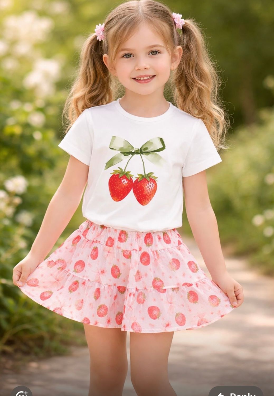 Girls Strawberry Shorts  Set
