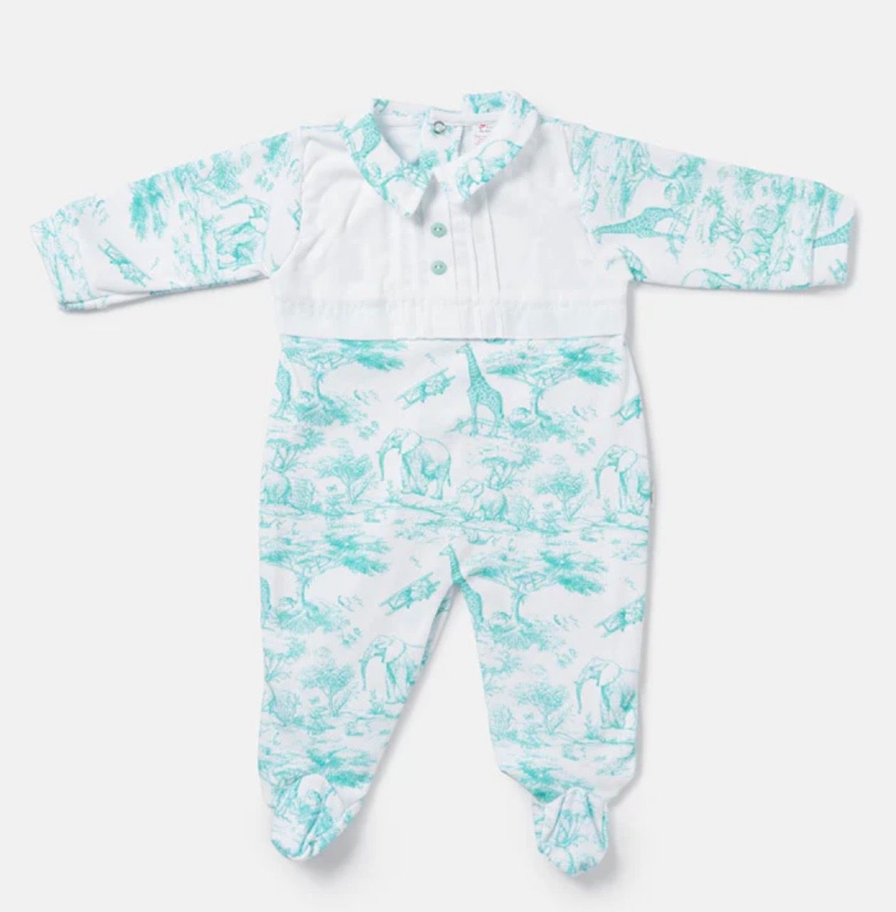 Safari Baby Boys Mint Green Babygro