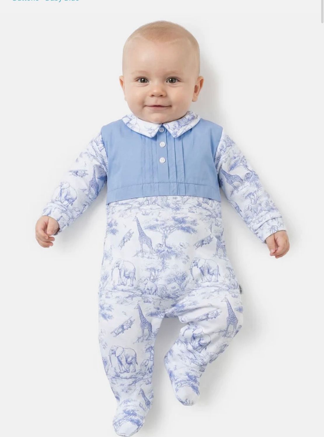 Safari Blue Boys Babygro