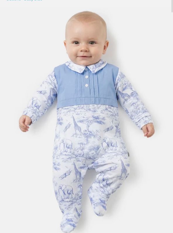 Safari Blue Boys Babygro