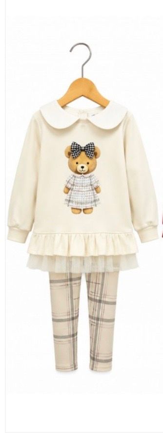 NEW IN Girls Cream Teddy Leggings Sets