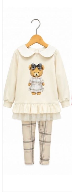 NEW IN Girls Cream Teddy Leggings Sets