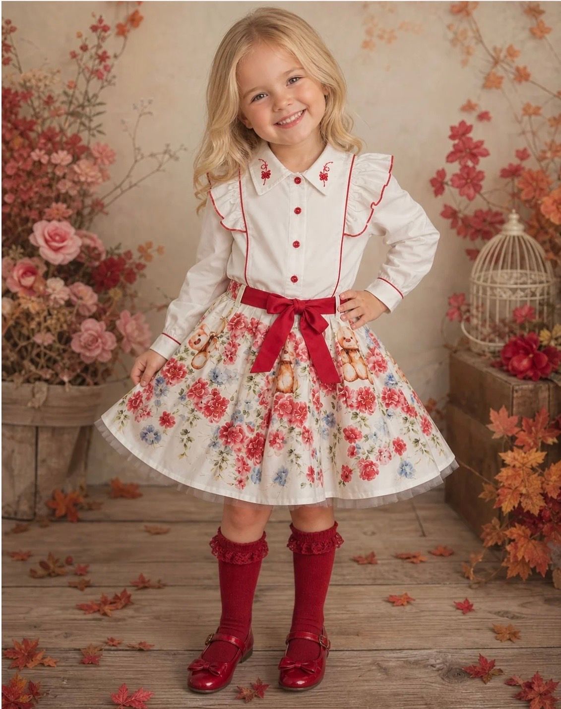Beau Kid A/W NEW IN Girls Teddy print skirt set Beau Kid A/W NEW IN Girls Teddy print skirt set