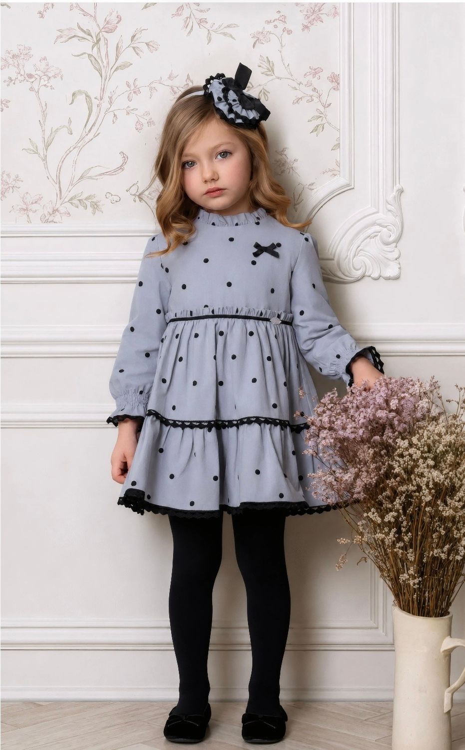Miranda Girls Grey Polka Dot Dress Miranda Girls Grey Polka Dot Dress