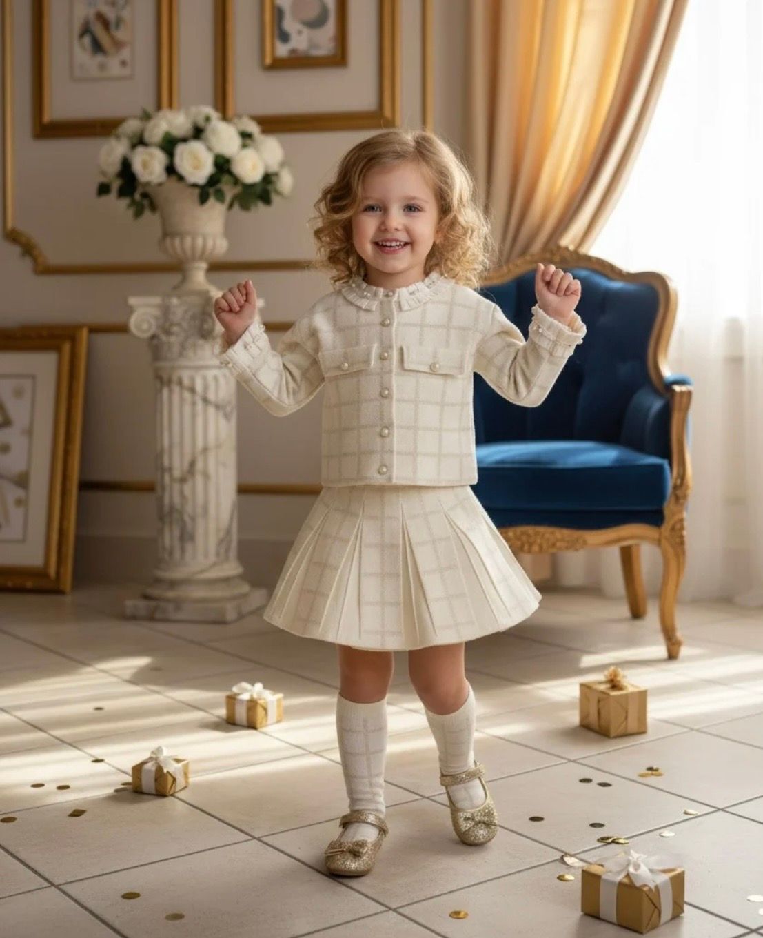 Beau Kid Girls Cream Knitted set Beau Kid Girls Cream Knitted set