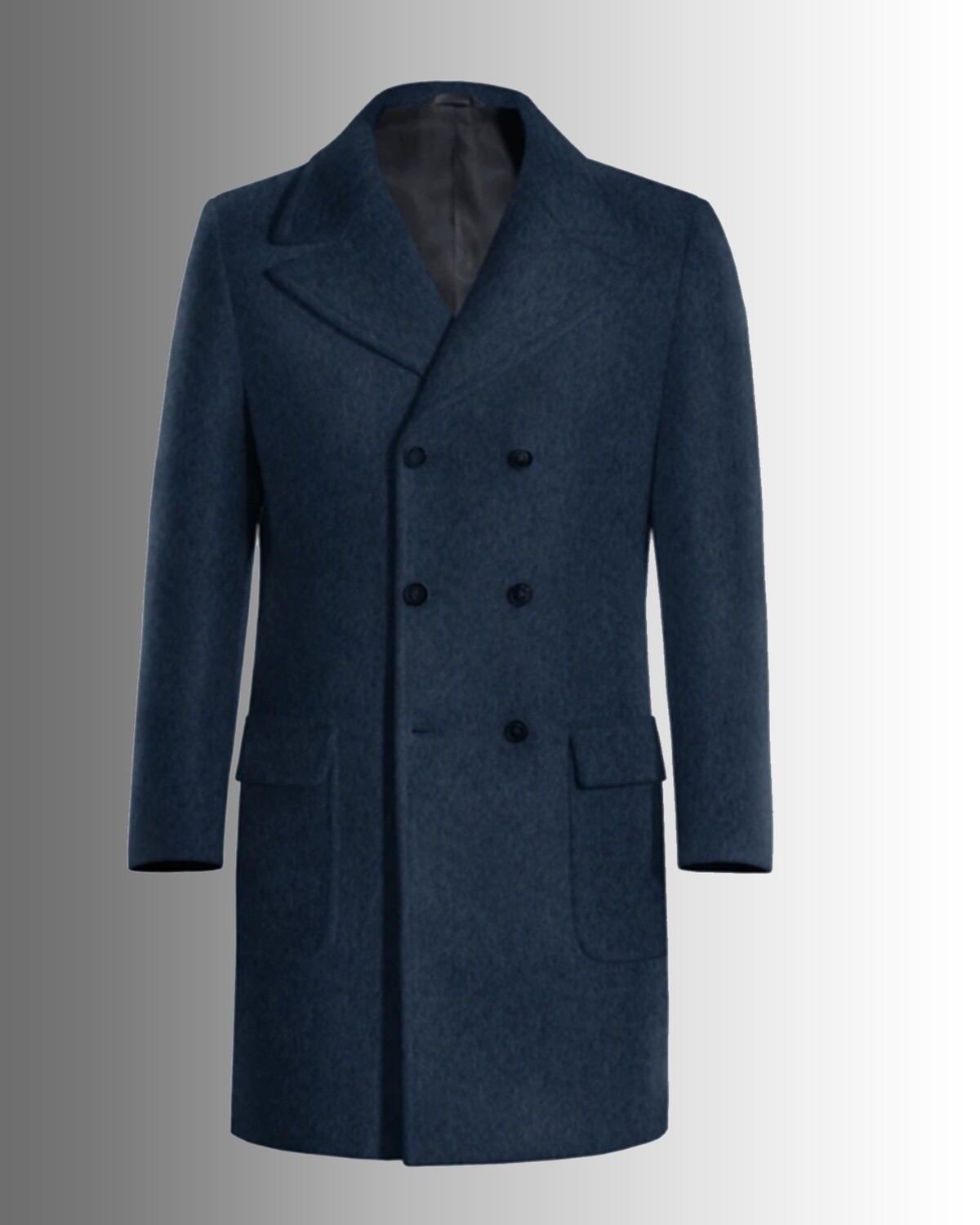 Blue Long Double-Breasted Coat