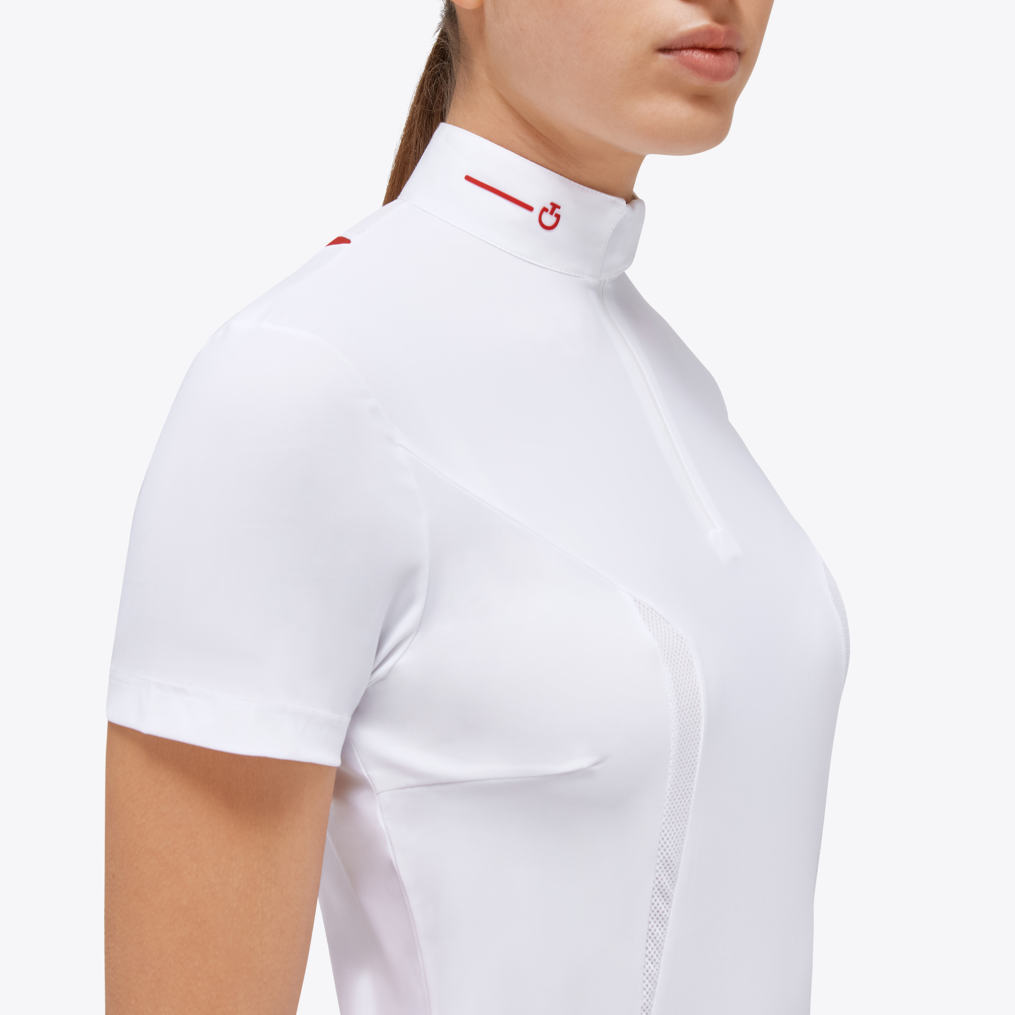 Cavalleria toscana ladies revo 3-d jersey mesh s/s zip competition polo white  POD318