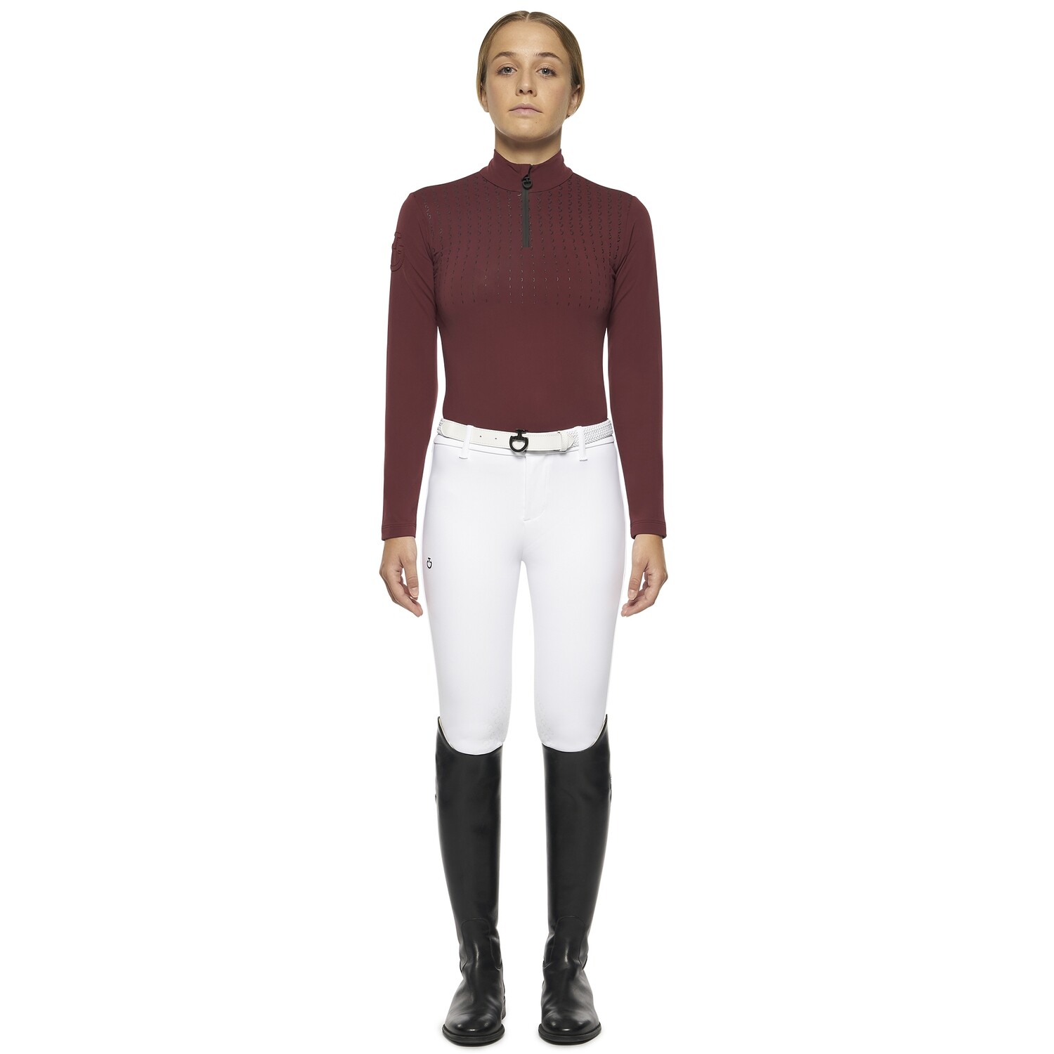 Polo Jersey girl Cavalleria Toscana POA 063 bordeaux