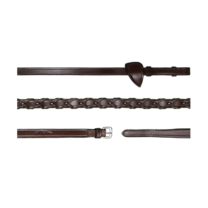 Rênes Hunter tressées Cuir 4/8 Dy'On  NE05Q