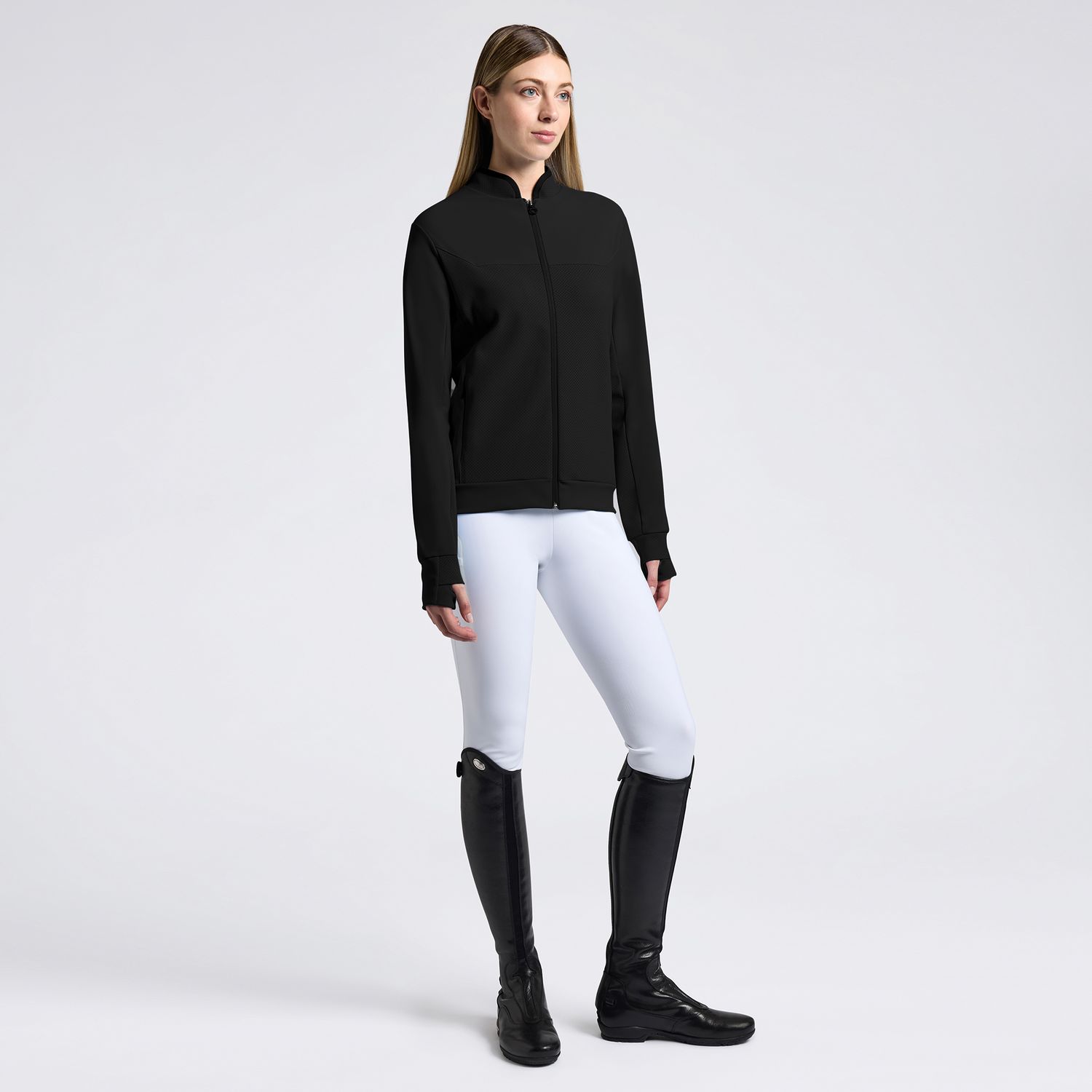 Cavalleria Toscana Women's Technical Crew Neck Sweatshirt with Zip MAD148 9999 Cavalleria Toscana Women's Technical Crew Neck Sweatshirt with Zip MAD148 9999