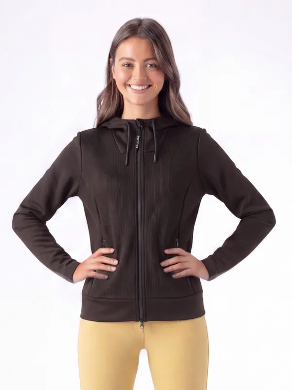 Equiline Women's hoodie with zip EWO26pro9892 cacao