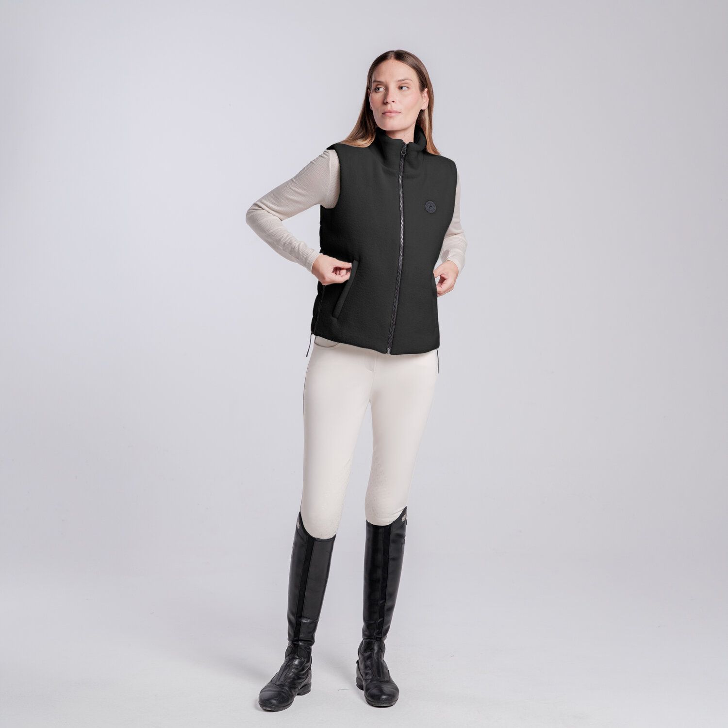 Cavalleria Toscana Women’s fleece vest with zip FW26 GLD321 Cavalleria Toscana Women’s fleece vest with zip FW26 GLD321