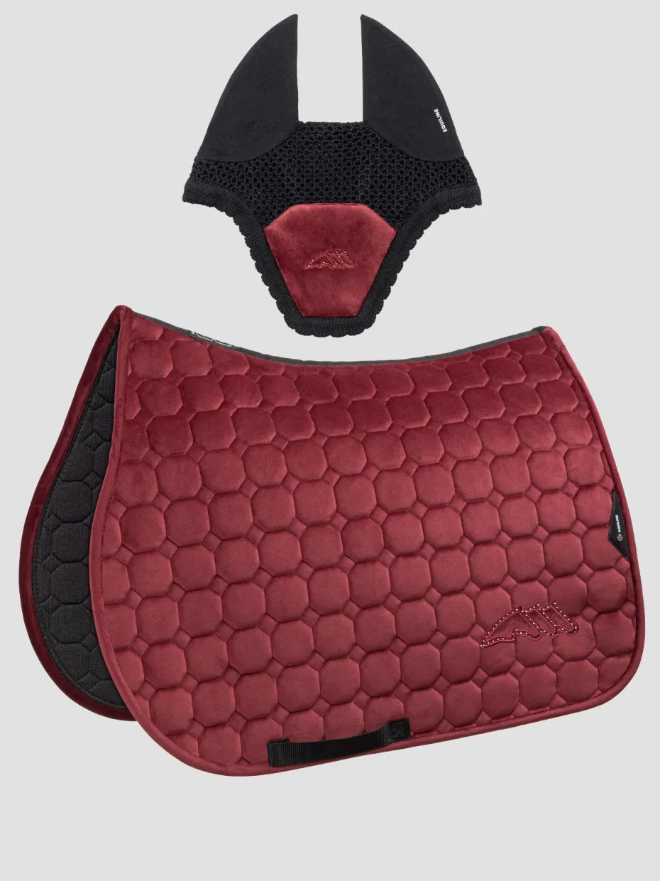 Equiline Octagon Velvet Saddle Pad and Ear Bonnet Set FW26 EQGAULO AP Equiline Octagon Velvet Saddle Pad and Ear Bonnet Set FW26 EQGAULO AP