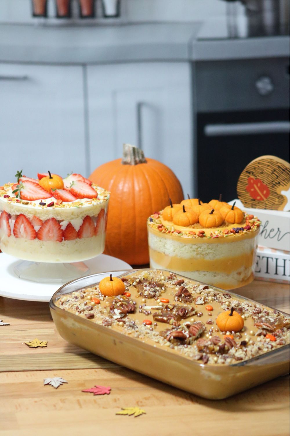 Harvest Dessert Tray - Cake in a glass dish