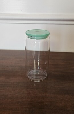 Glass Cup with Green Lid