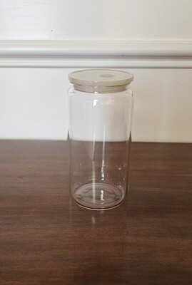 Glass Cup with White Lid