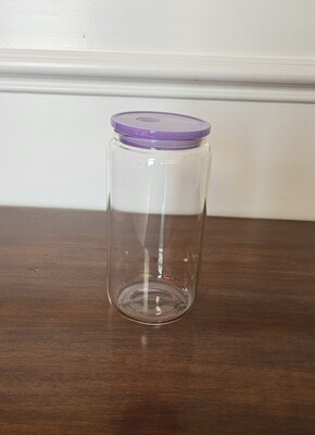 Glass Cup with Purple Lid
