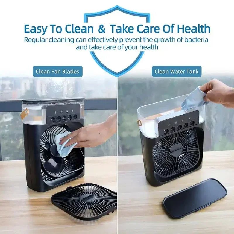 Portable Fan Air Conditioners USB Electric Fan LED Night Light Water Mist Fun 3 In 1 Air Humidifier