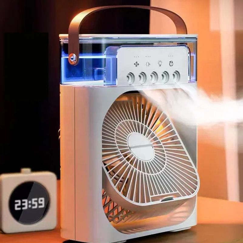 Portable Fan Air Conditioners USB Electric Fan LED Night Light Water Mist Fun 3 In 1 Air Humidifier