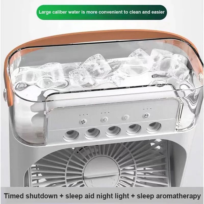 Portable Fan Air Conditioners USB Electric Fan LED Night Light Water Mist Fun 3 In 1 Air Humidifier