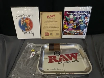 NEW RAW AUTHENTIC LARGE ROLLING TRAYS RAW/BLUNT WRAP/ZIG-ZAG