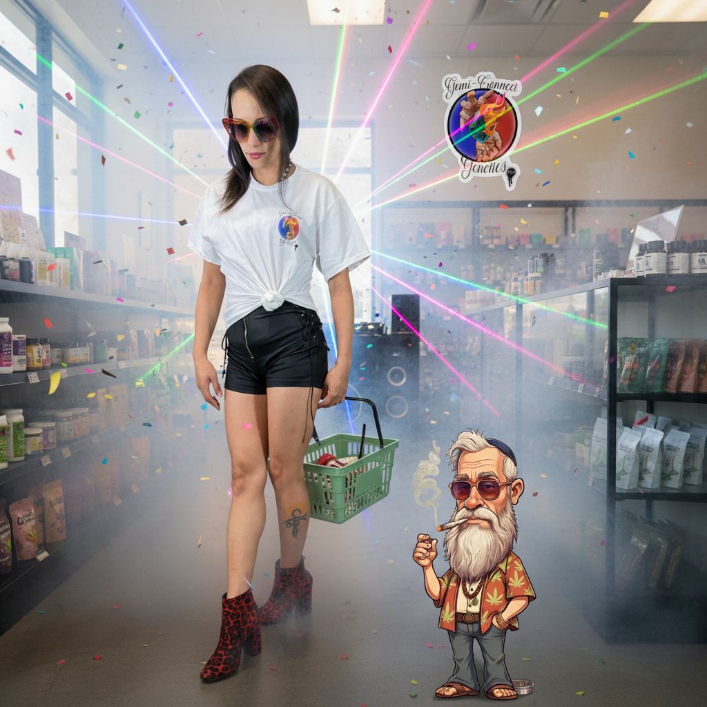 Gemi-Connect Genetics "COMPANY LOGO AND SMURF "  WHITE T-SHIRT