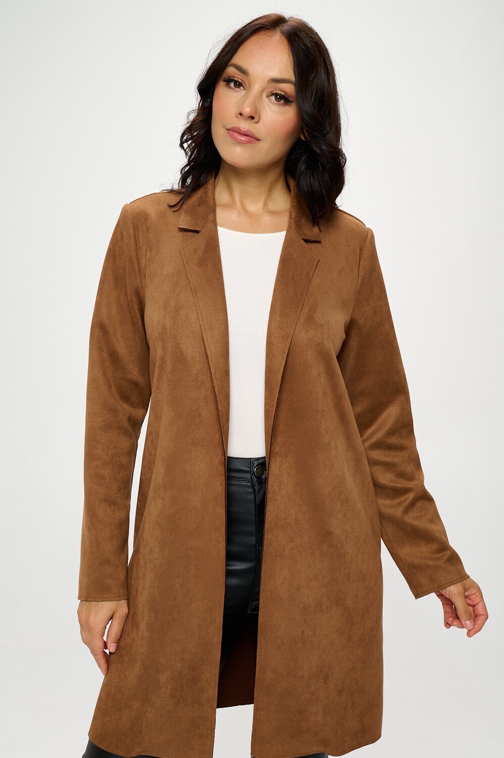 Brown Suede Light Soft Buttery Stretch Coat