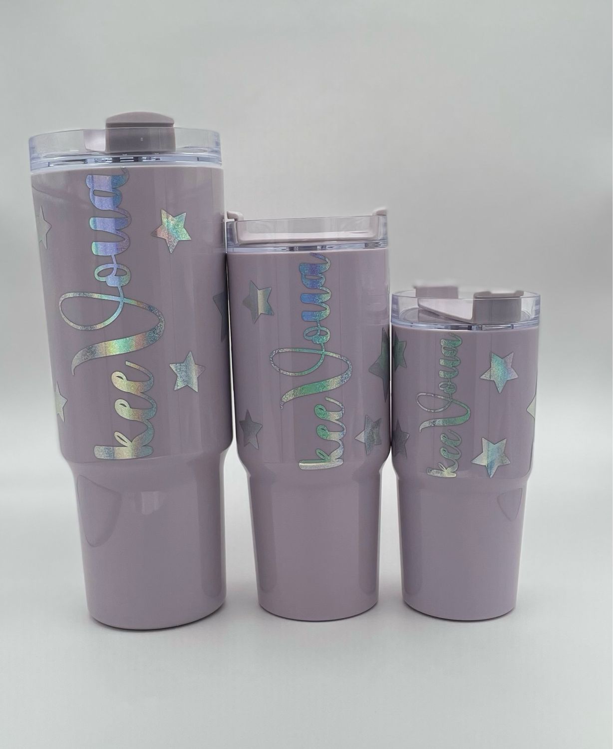 40oz, 26oz, 15oz Lavender Tumbler Set Of 3 with Plastic Straw
