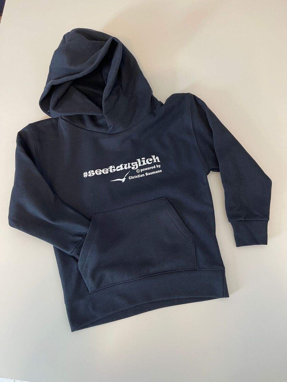 Hoodie (Kinder) in marineblau, verschiedene Schriftfarben, Aufdruck #seetauglich - verschiedene Optionen