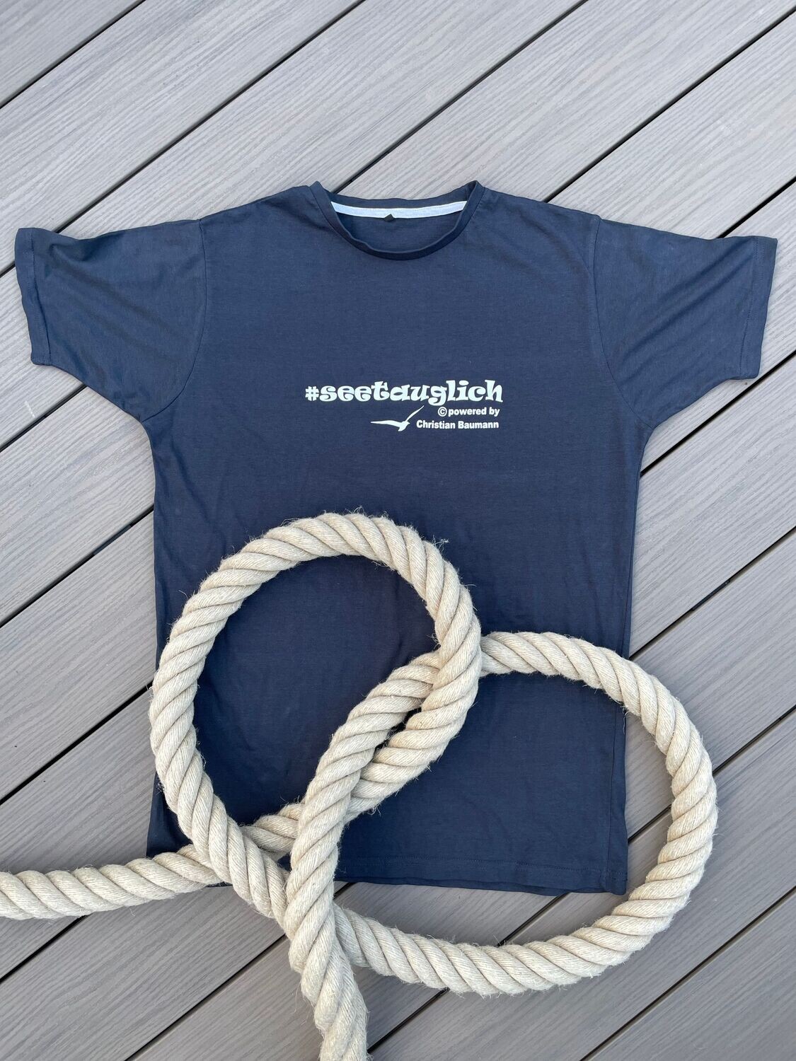 T-Shirt (Herren) marineblau, verschiedene Schriftfarben, Aufdruck #seetauglich - verschiedene Optionen
