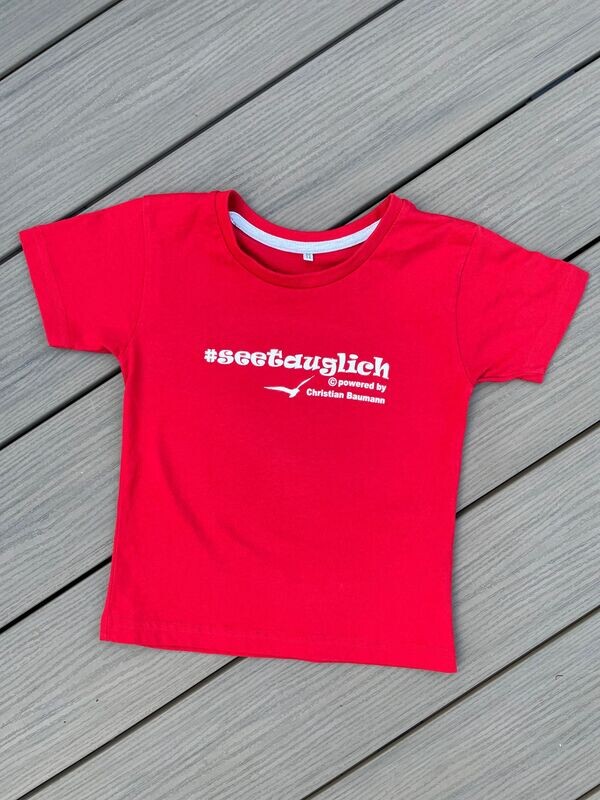 T-Shirt (Kinder) rot, verschiedene Schriftfarben, Aufdruck #seetauglich - verschiedene Optionen