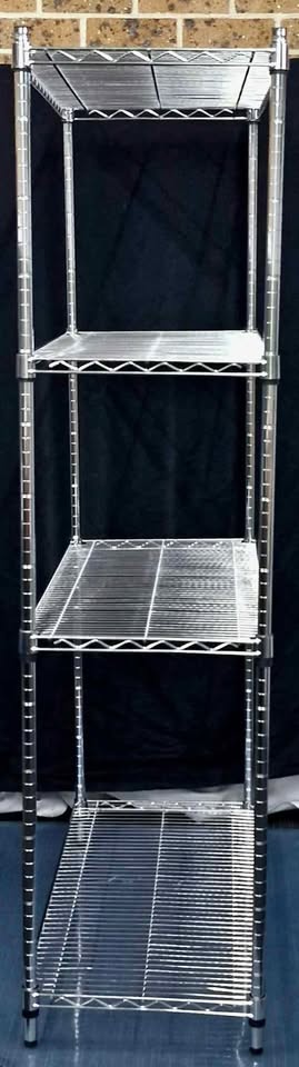 Chrome Plated 4 Adjustable Level Shelving Unit