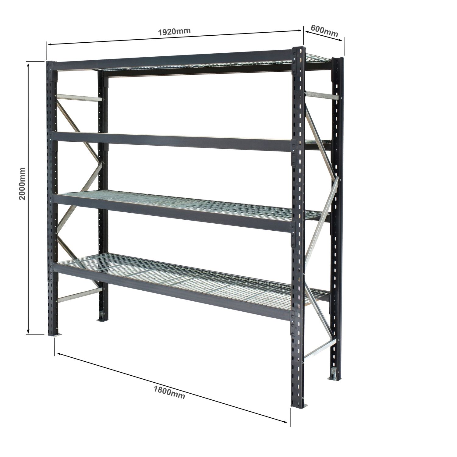 Long Span Storage Shelving with Mesh Inserts
