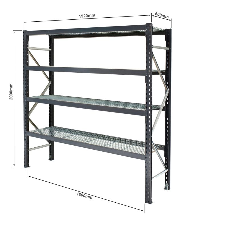Long Span Storage Shelving with Mesh Inserts