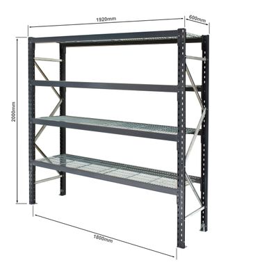 Long Span Storage Shelving with Mesh Inserts