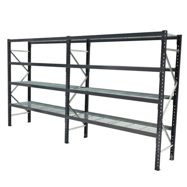 Long Span Storage Shelving with Mesh Inserts