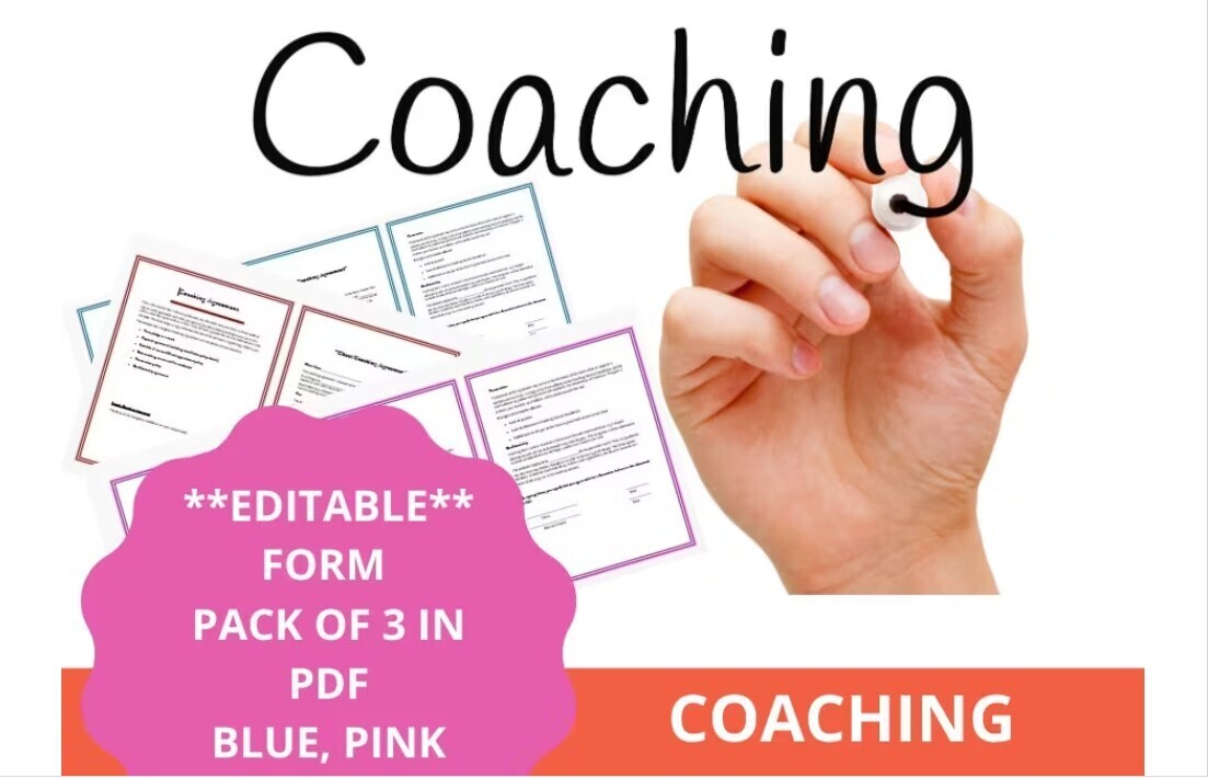 Coaching Agreement 3 Pack in Blue, Pink and Orange
