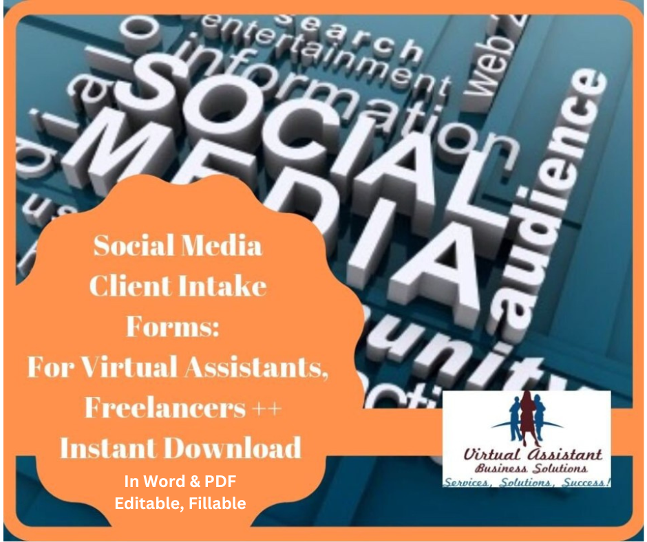 Social Media Client Intake Forms In Word and Editable, Fillable PDF