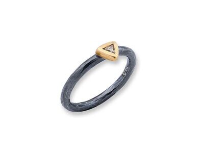 Geometry Ring in 24K and Oxidized Silver