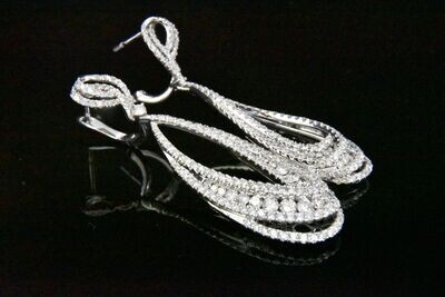 Diamond Earrings in 14KWG - 3.75ct