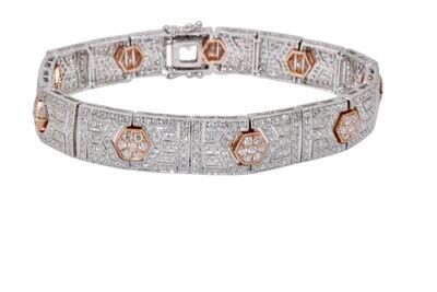 Diamond Bracelet in 14KTT - White Diamonds: 3.20ct