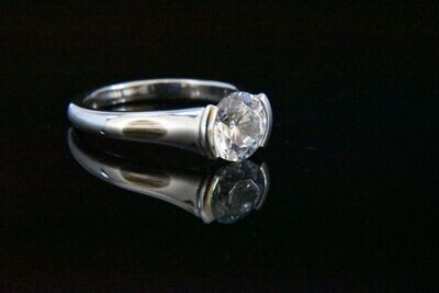 Diamond Engagement Ring in Platinum - Center Stone: CZ