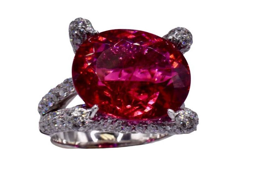 18KWG Diamond and Spinel Ring
