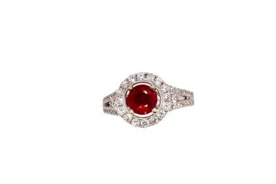 GIA Certified Burmese Ruby and Diamonds Ring in 18KWG